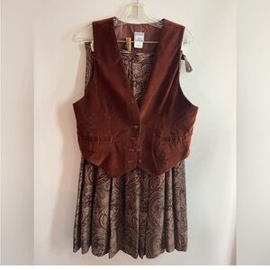 Vintage Jantzen Cotton Vest (Large) + Liz Claiborne Wool Skirt (size 12) Set
